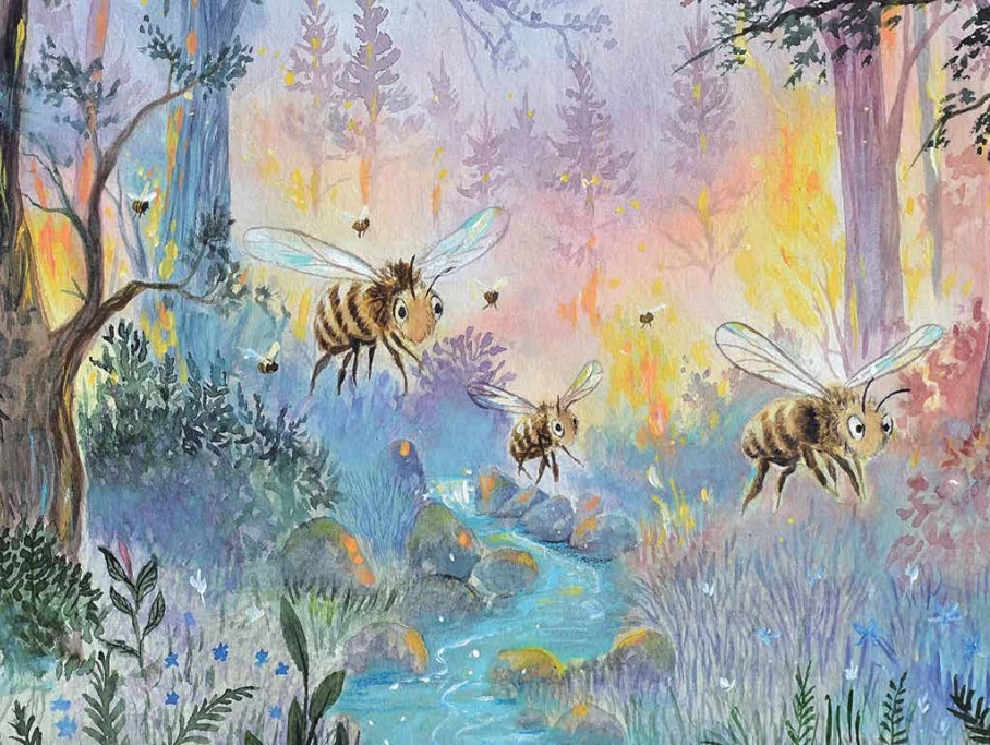 abeja flora cuento