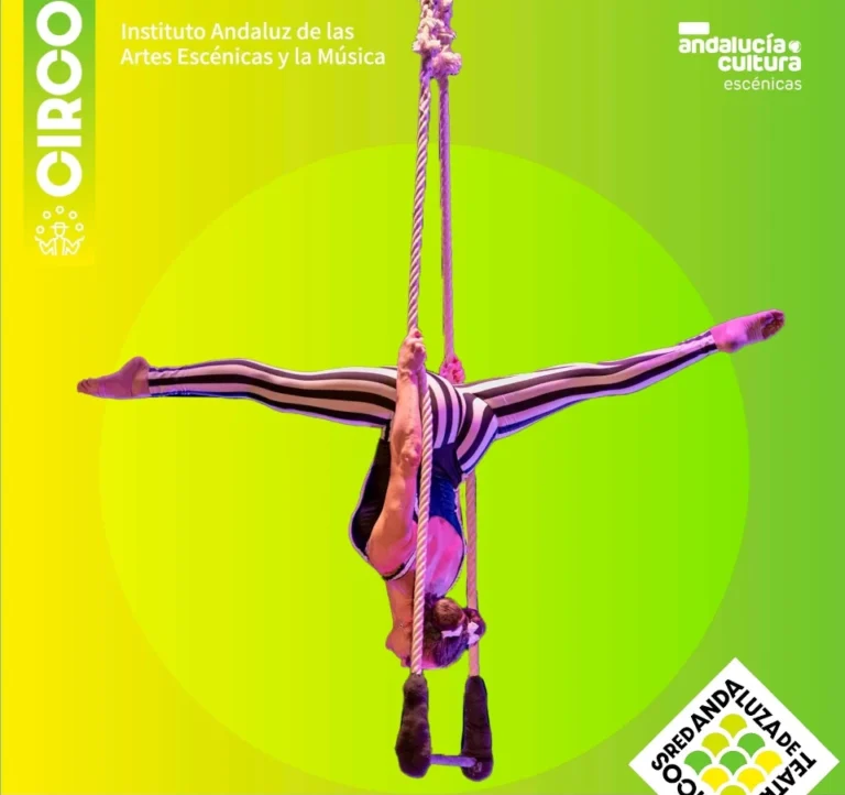 acrobata trapecio fondo verde