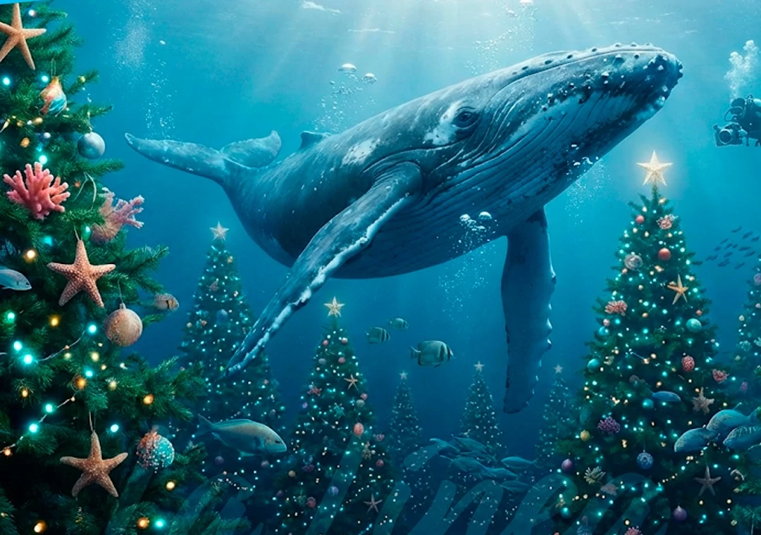 ballena fondo marino navidad