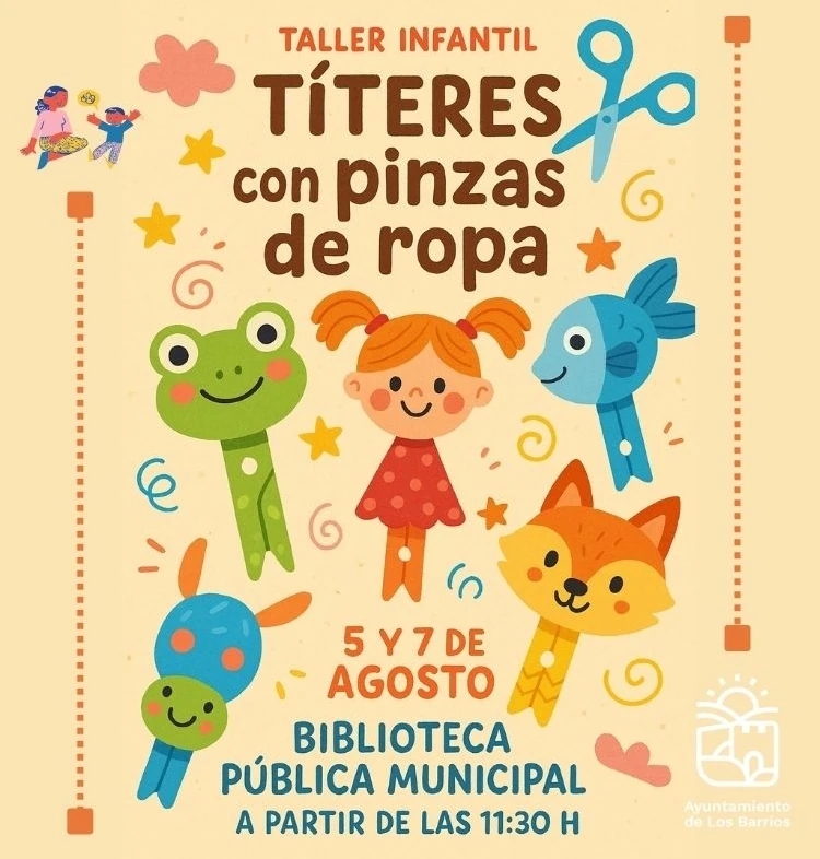 cartel taller titeres con pinzas