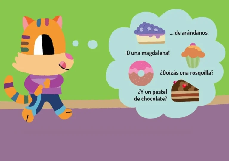 gato pensando pasteles infantil