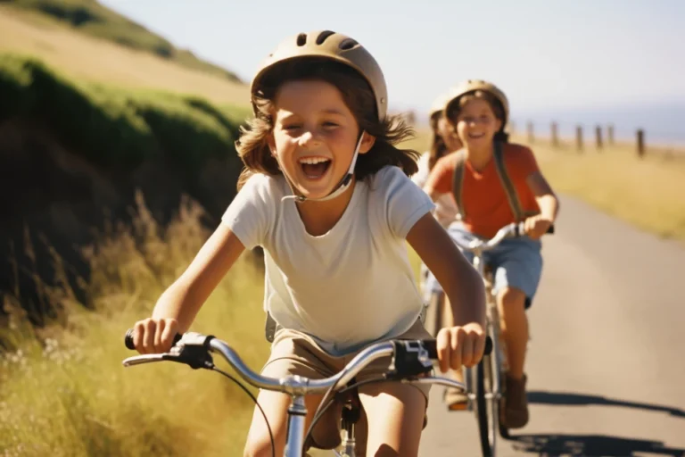 kids having fun with bikes