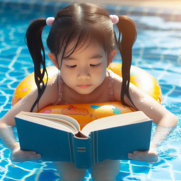 nina piscina leyendo