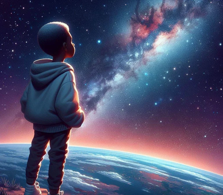 nino mirando galaxia