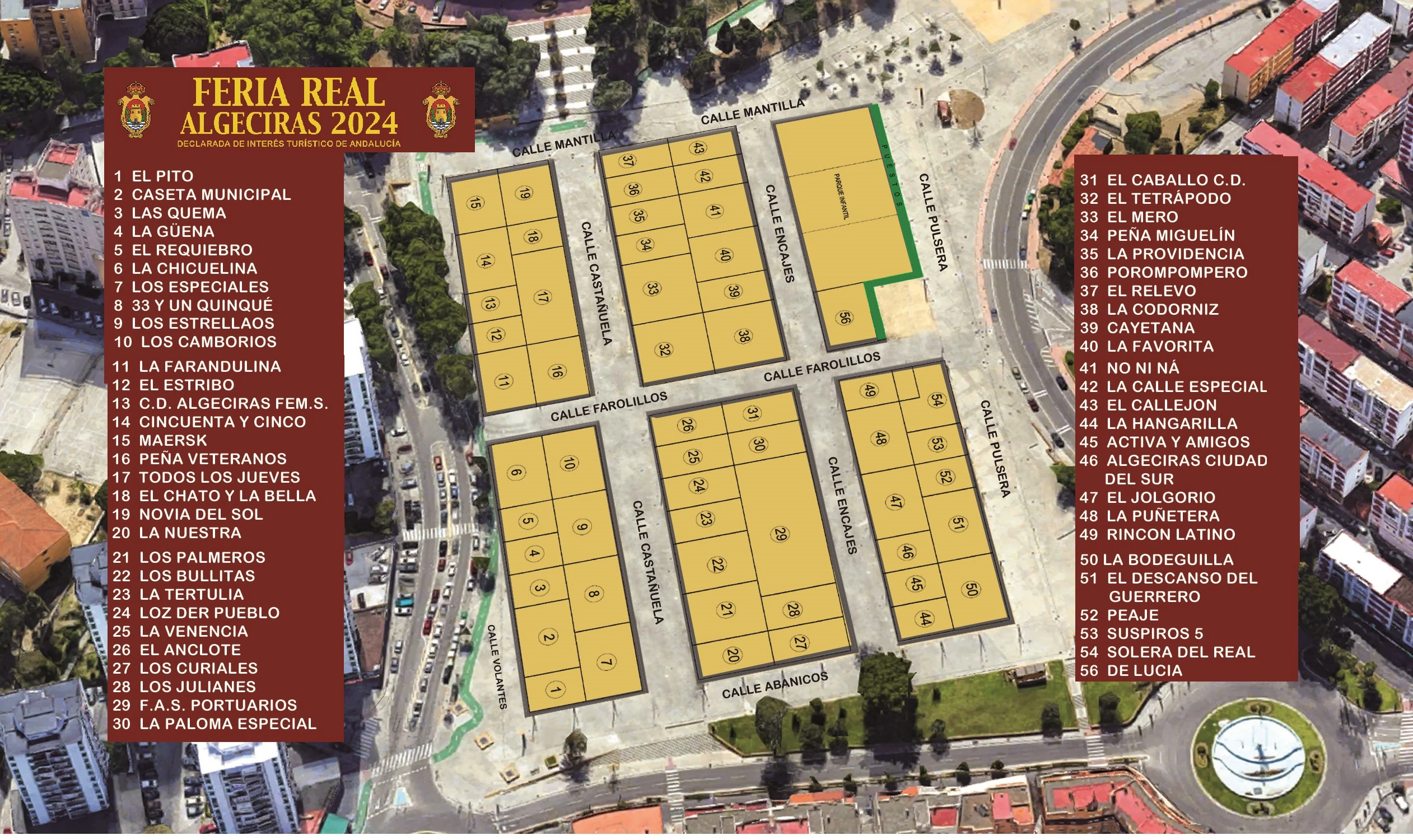 plano de las casetas de la feria real de algeciras 2024
