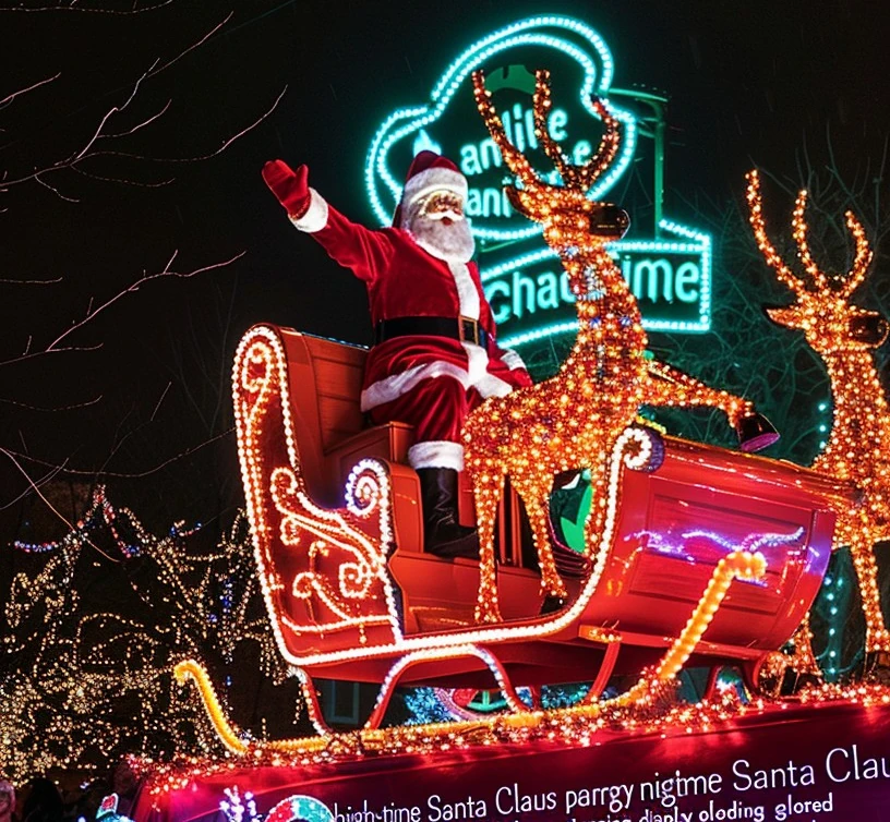 santa trineo luces
