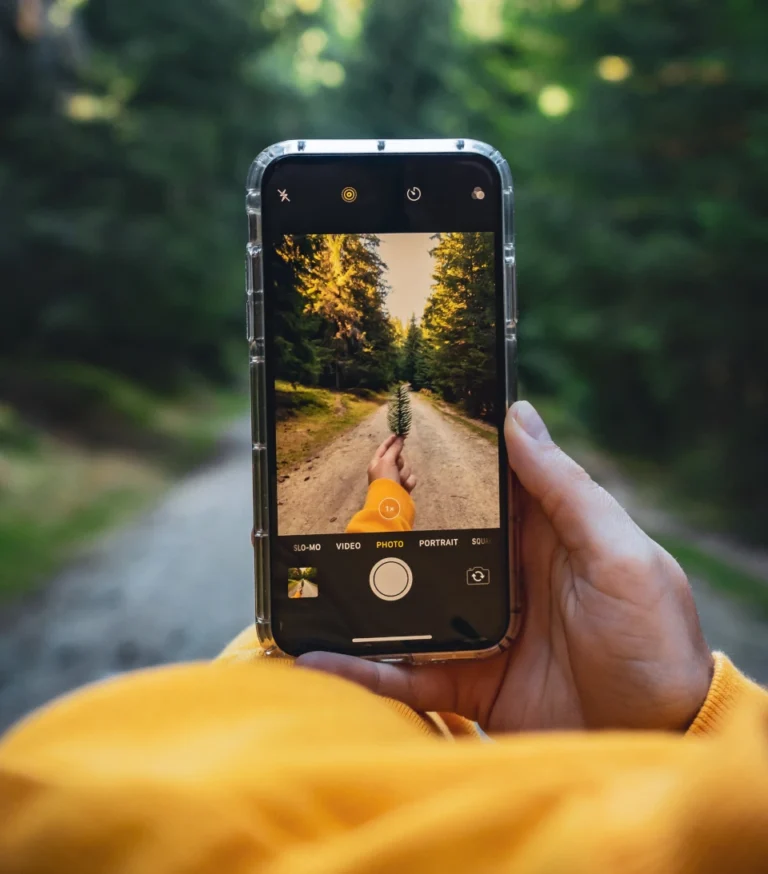 una persona tomando una foto de una hoja con un telefono